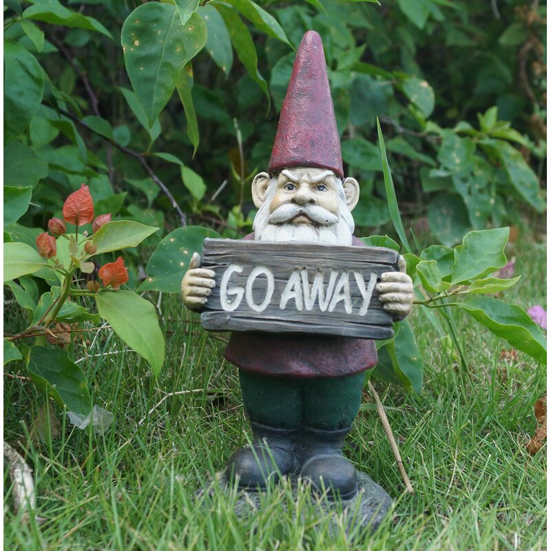 Hi-Line Gift Ltd. Gnome Holds Go Away Sign Statue & Reviews | Wayfair